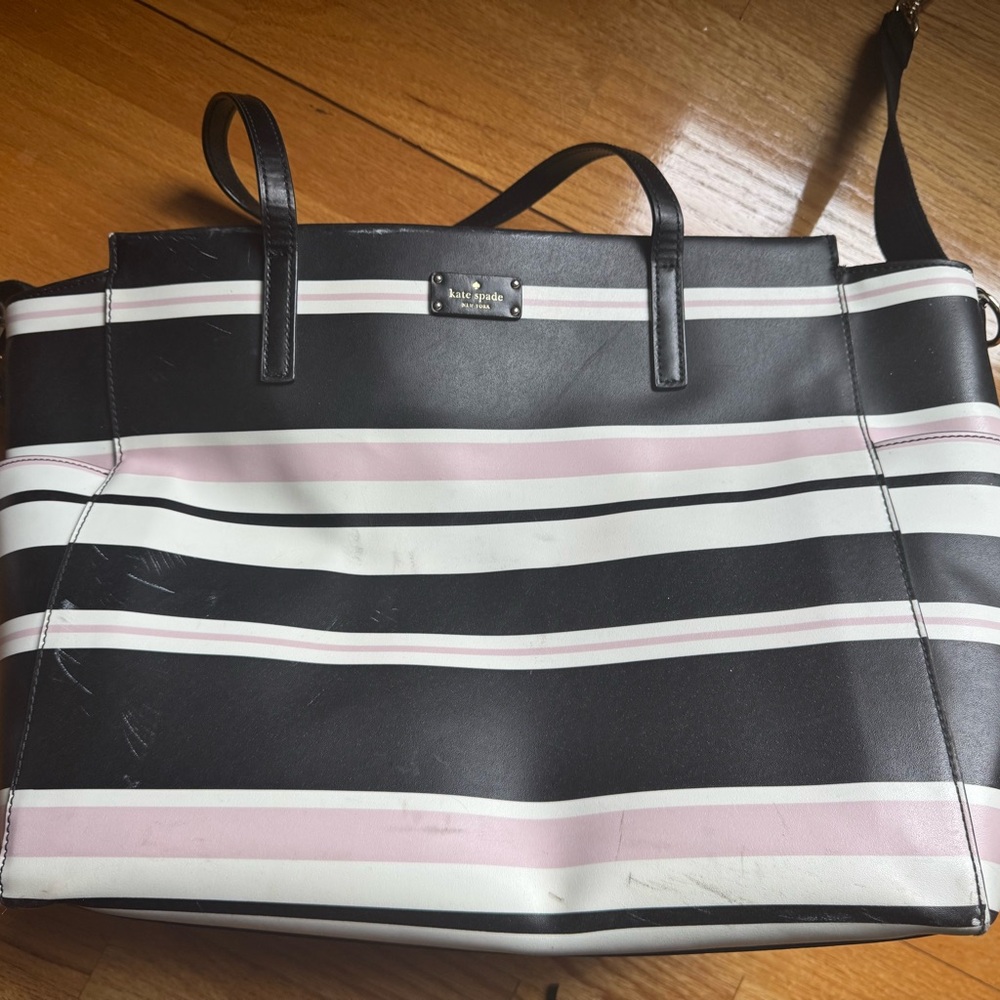 Kate Spade Black and Pink Striped Women's Bag